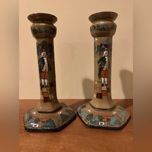 Buffalo Pottery Deldare Ware Candle Stick Holders- set of 2